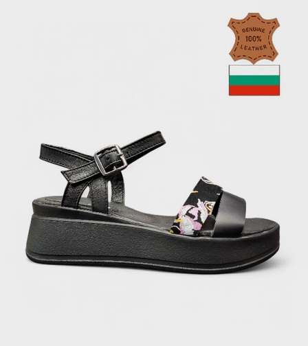 Елегантни черни сандали с флорален акцент 236162-1451 nero-pied