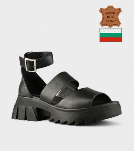 Модерни черни сандали с дебела подметка 22683-999 nero