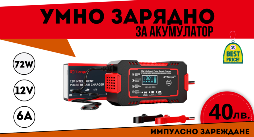 Смарт Импулсно Зарядно за Акумулатори 12v 6A