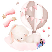 Тема ''Зайче с балон'' в розово