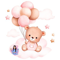 Тема '' Мече с балони - розово''