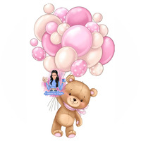 Тема ''Мече с балони в розово''