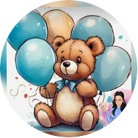 Тема '' Мече с балони в синьо 3 ''